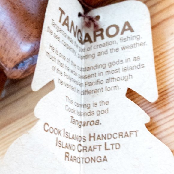 TANGAROA Wooden Statue Creation Myth Cook Islands Handicraft Polynesian Pacific - Picture 3 of 3